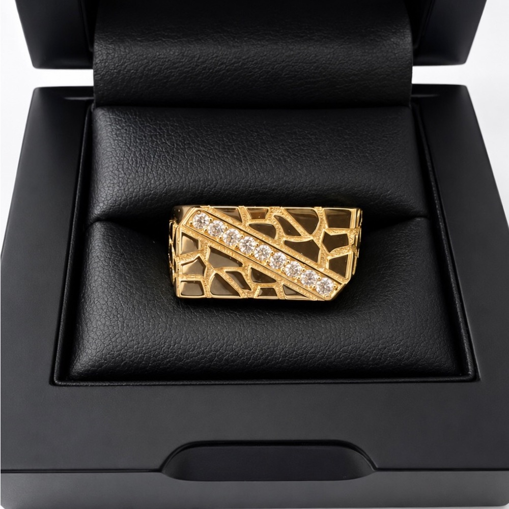 Gold Over 925 Sterling Silver 0.50CT MOISSANITE Signet Men’s Ring Size 13